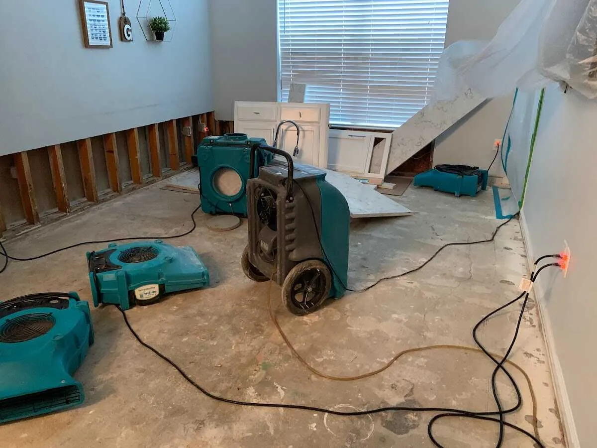 Dehumidifier in flood-cut room for Water Damage Restoration in Newburgh